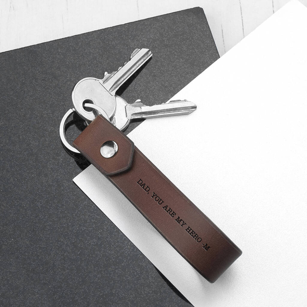 Personalised Leather Loop Keyring - close-up detail
