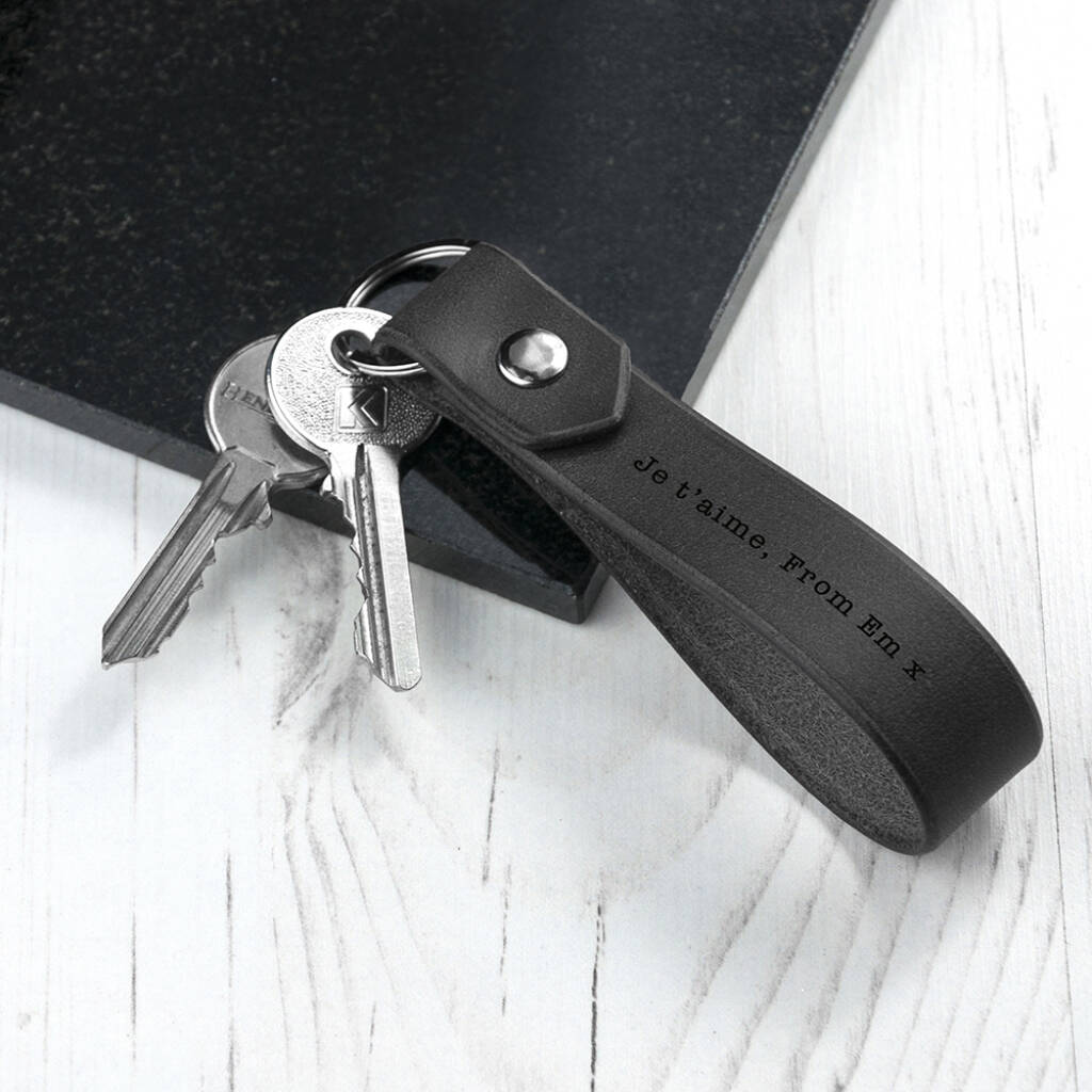 Personalised Leather Loop Keyring - product in use