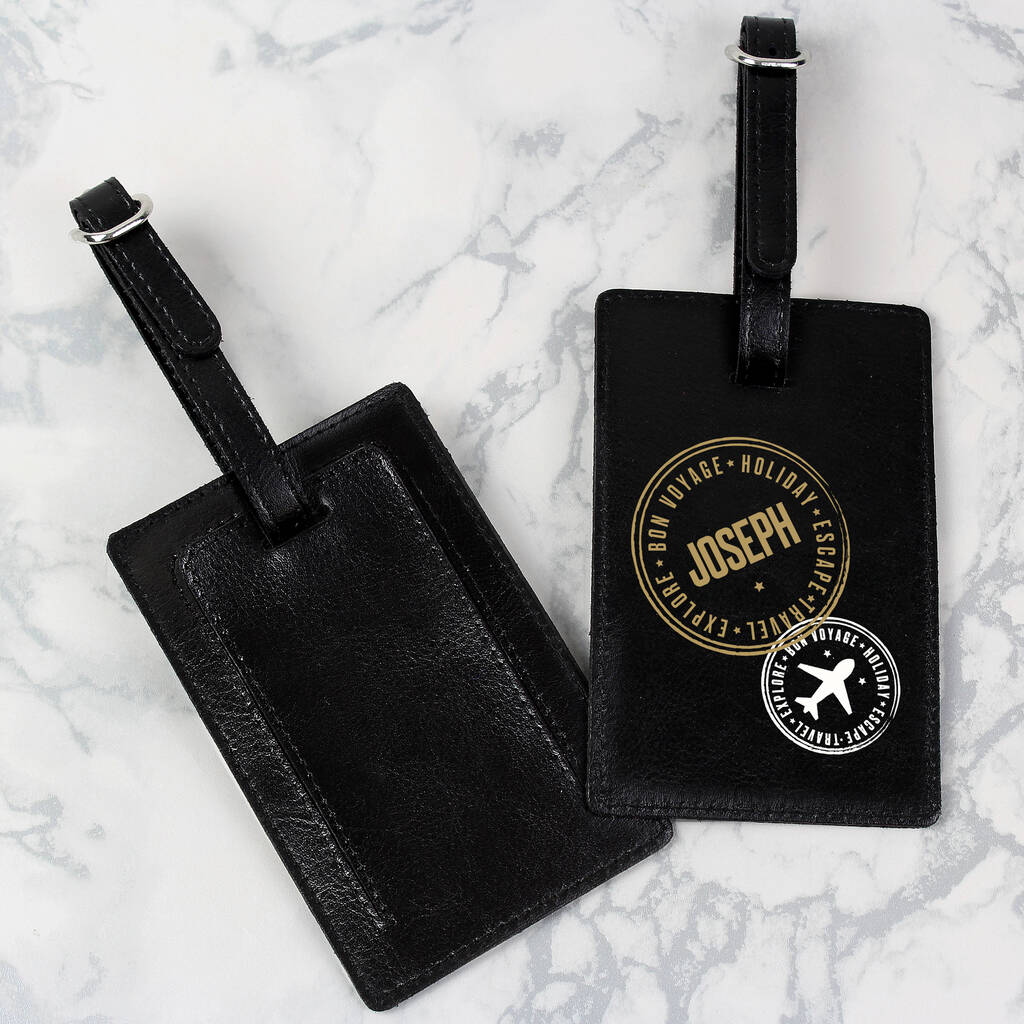 Personalised Leather Luggage Tag - detail view