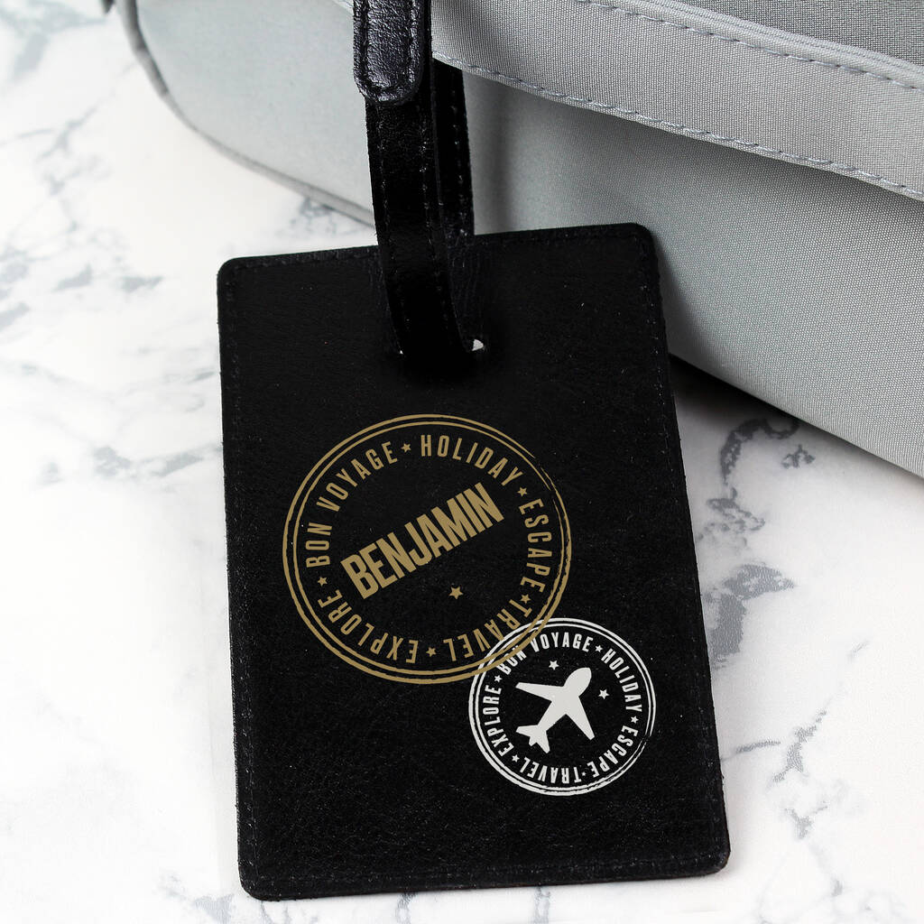 Personalised Leather Luggage Tag - alternative angle