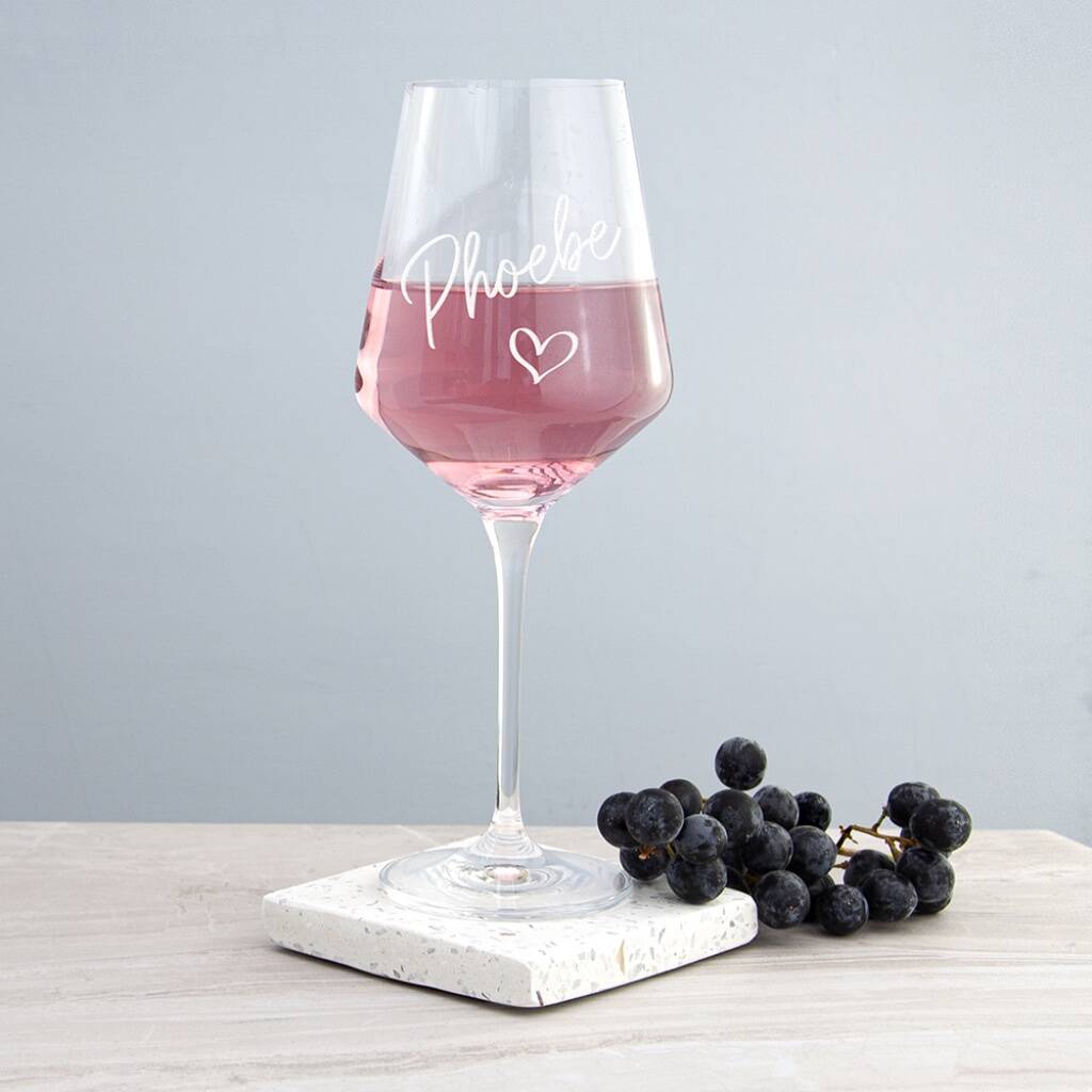Personalised Love Heart Wine Glass - detail view