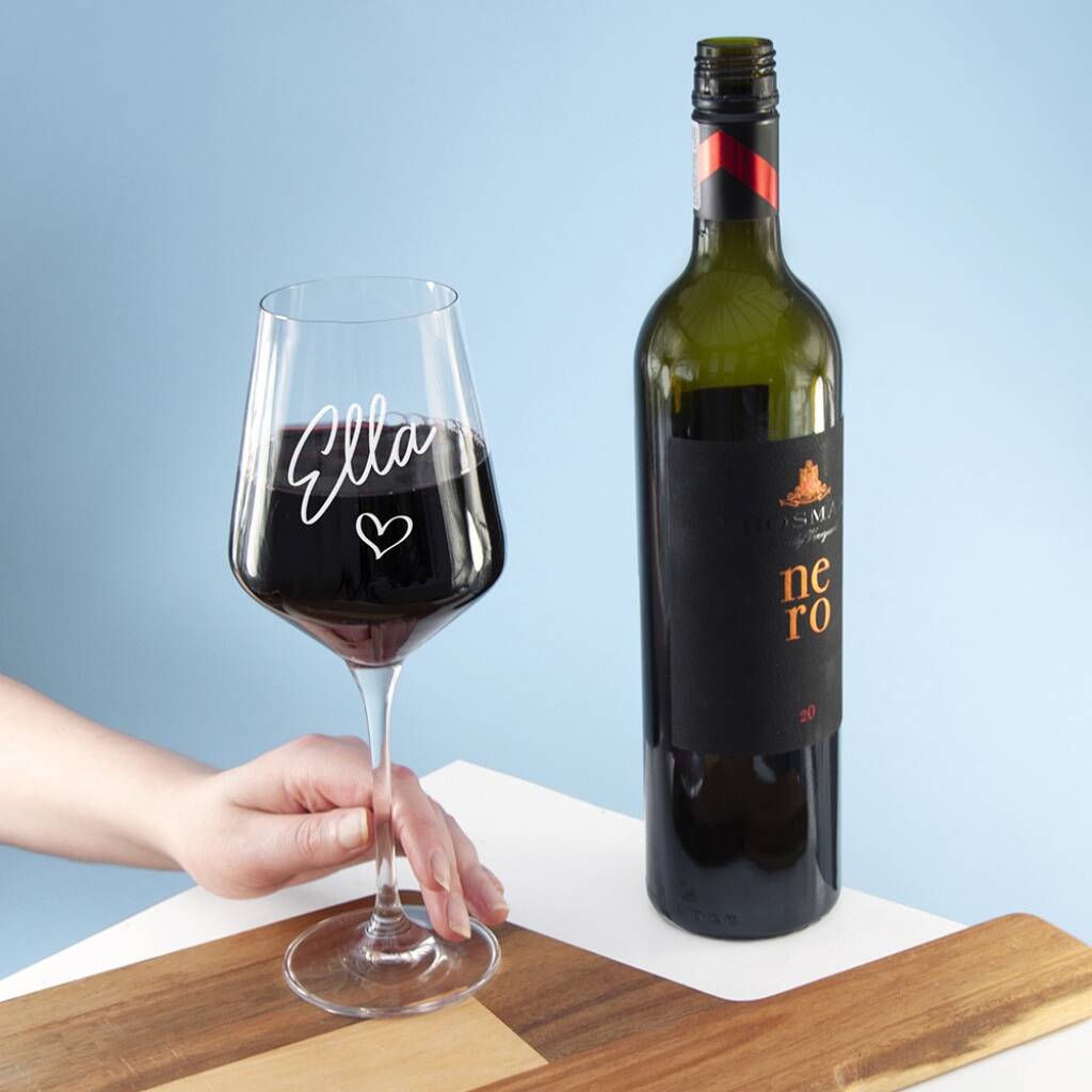Personalised Love Heart Wine Glass - lifestyle shot