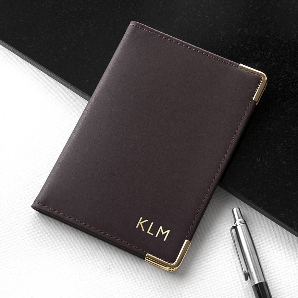 Personalised Luxury Leather Passport Cover - detail view
