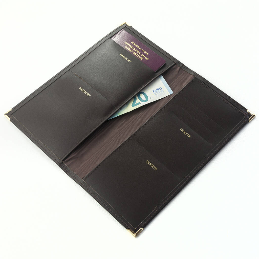 Personalised Luxury Leather Travel Wallet - close-up detail