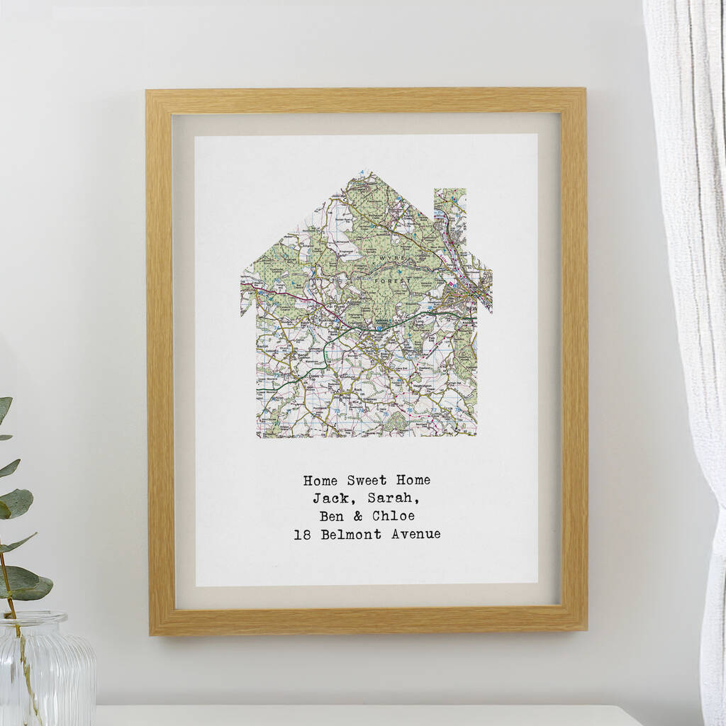 Personalised Map Home Framed Print - detail view