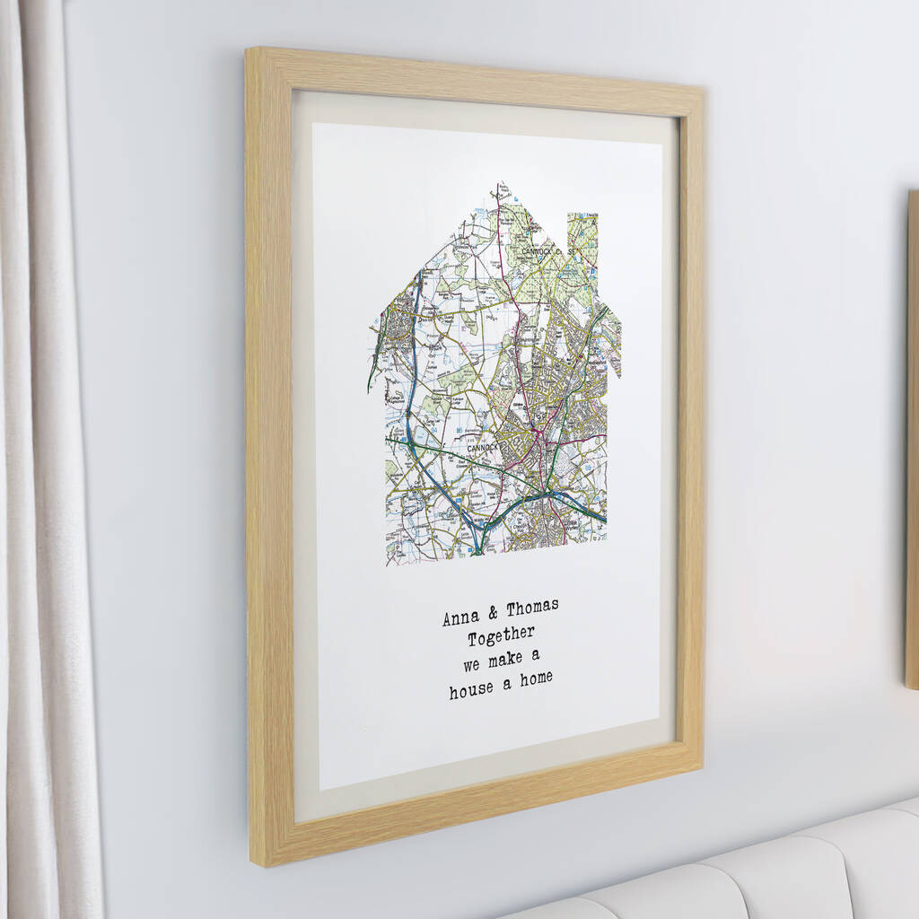 Personalised Map Home Framed Print - close-up detail