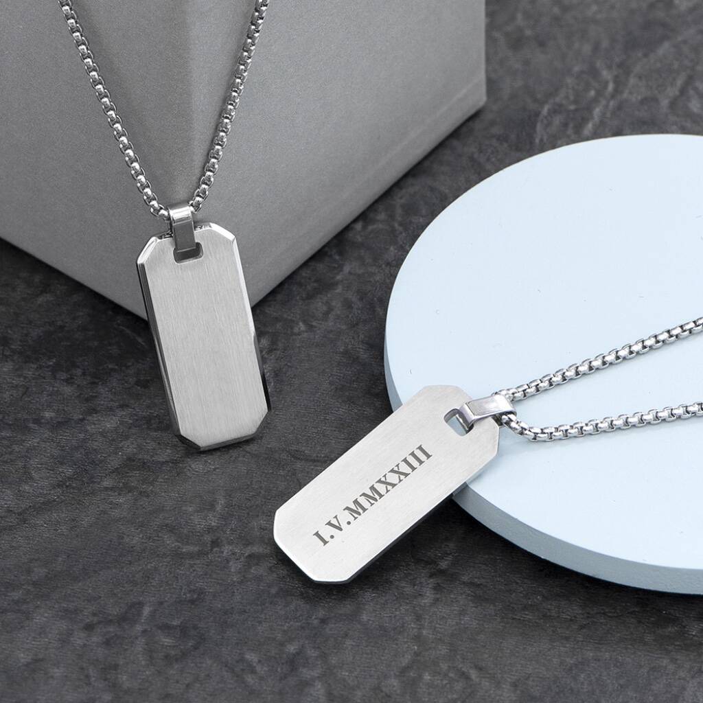 Personalised Men's Brushed Steel Dog Tag Necklace - main product image