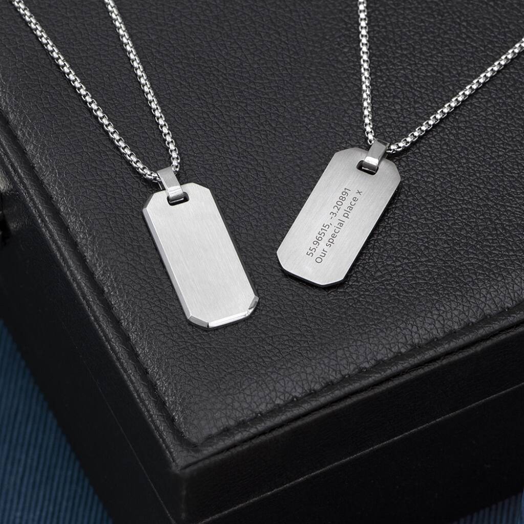 Personalised Men's Dog Tag Necklace - alternative angle