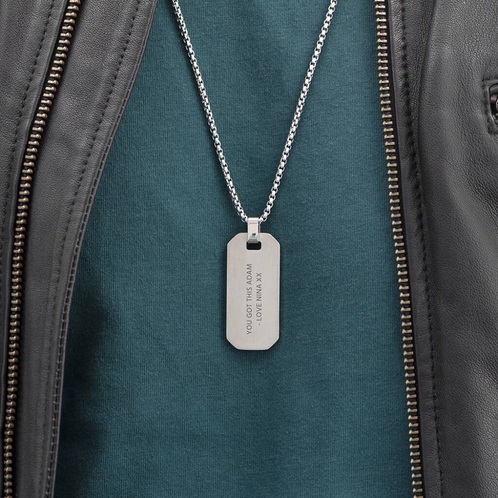 Personalised Men's Dog Tag Necklace - close-up detail