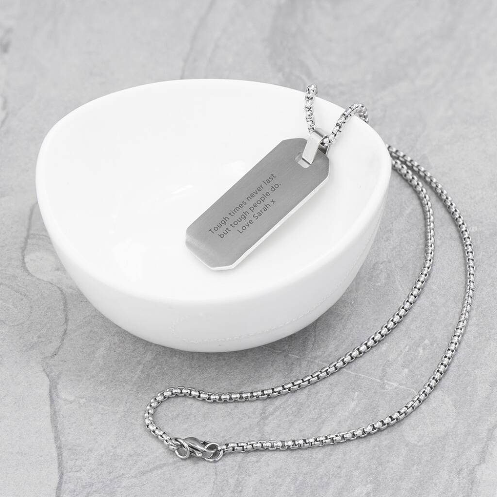 Personalised Men's Dog Tag Necklace - product in use