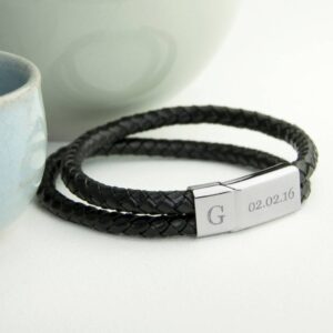Personalised Men's Dual Leather Woven Bracelet - main product image