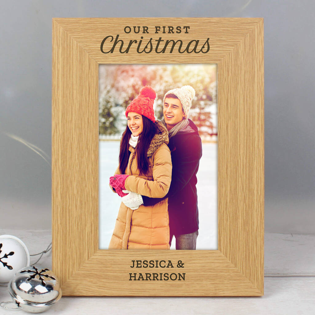 Personalised 'Our First Christmas' Photo Frame - detail view