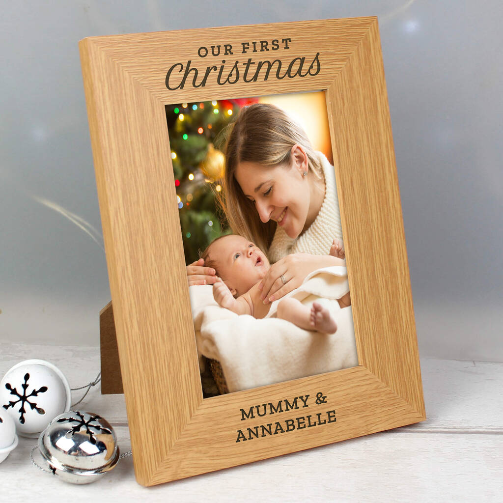 Personalised 'Our First Christmas' Photo Frame - alternative angle