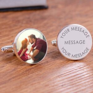Personalised Photo Upload Cufflinks with a child and father on one side, and an engraved message on the other reading: 'I'll always be your little girl'. Ideal sentimental gift for Father's Day or a wedding.