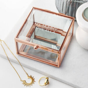 Personalised Rose Gold Glass Trinket Box - main product image