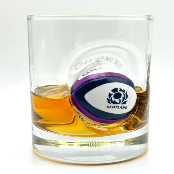 Personalised Scottish Rugby Ball Whisky Glass - detail view