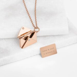 Personalised Secret Message Gold Envelope Necklace - main product image