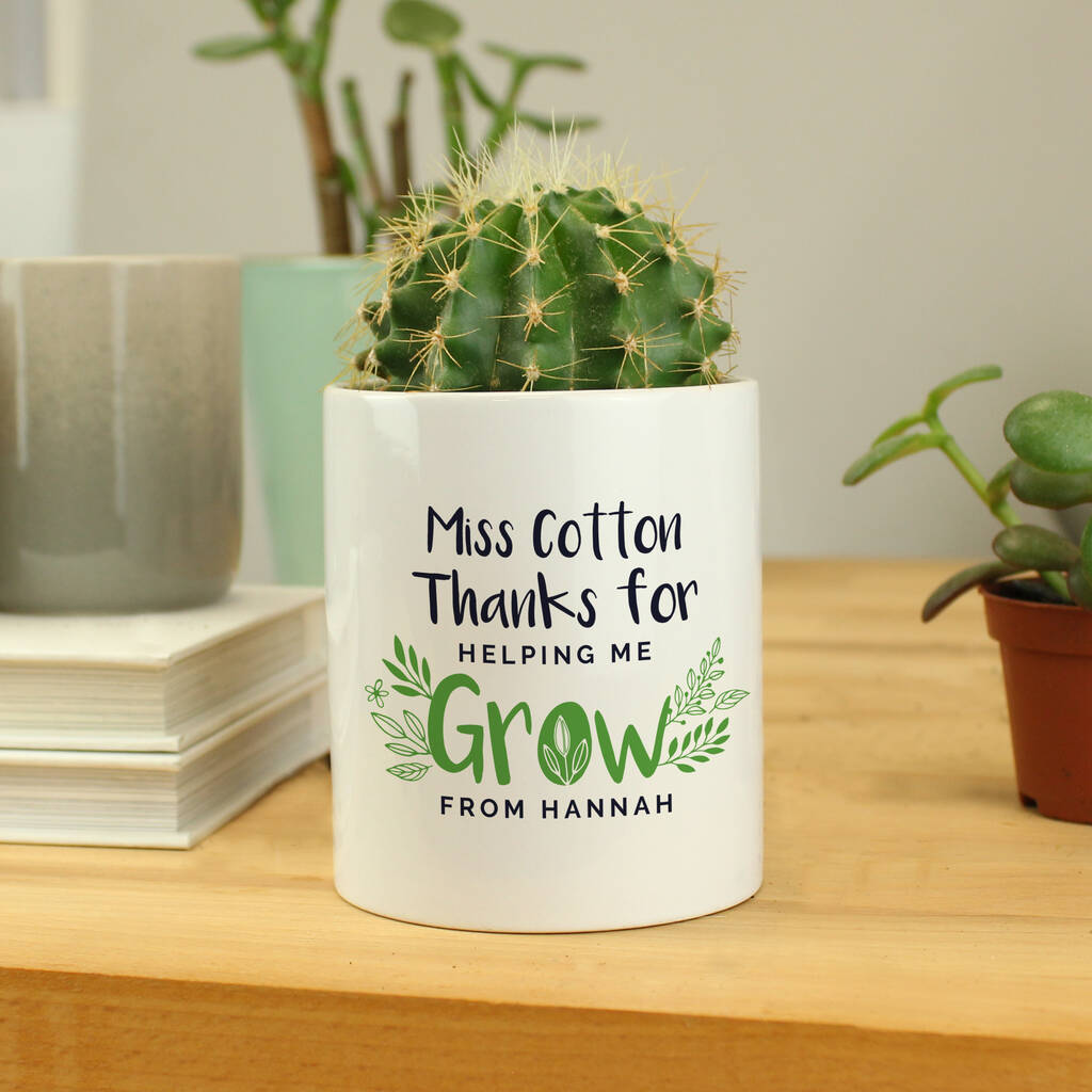 Personalised 'Thanks For Helping Me Grow' Ceramic Storage Pot - main product image