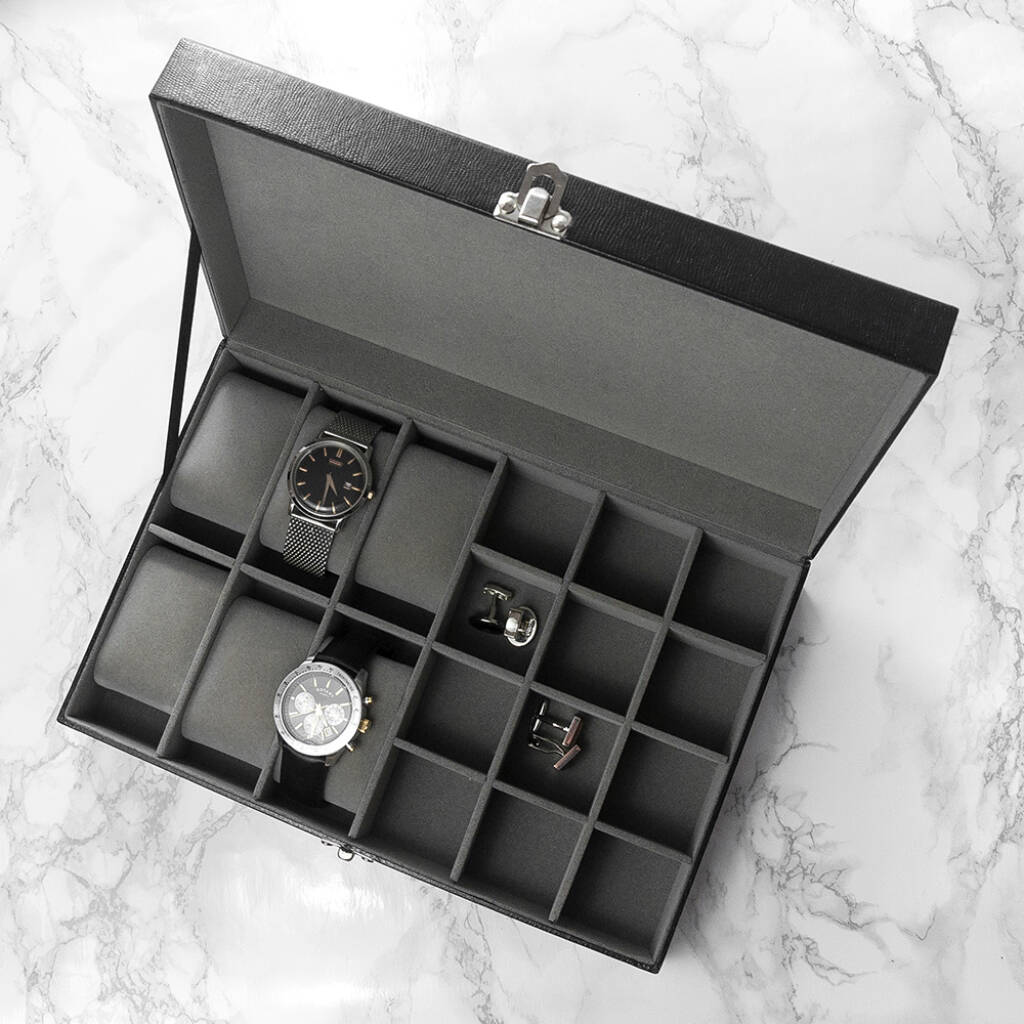 Personalised Watch And Cufflinks Box - close-up detail