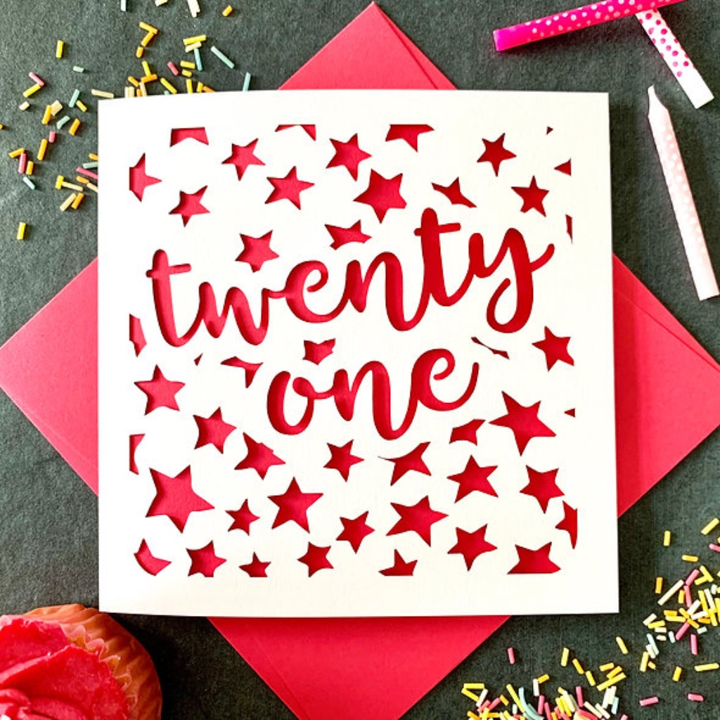 21st Stars Birthday Card - main product image