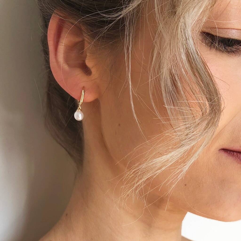 Birthstone Charm Huggie Hoop Earrings - lifestyle shot