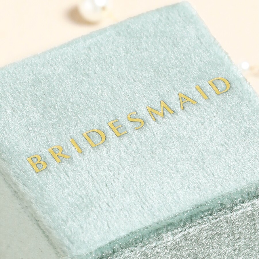 'Bridesmaid' Green Velvet Earrings Box - alternative angle