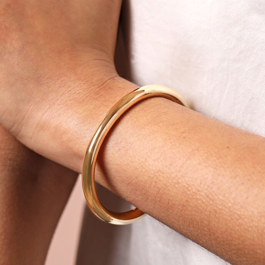 Thick Gold Chunky Open Torque Bangle - alternative angle