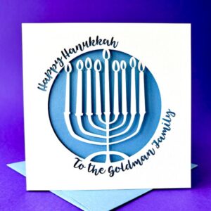 Menorah Papercut Personalised Hanukkah Card - main product image