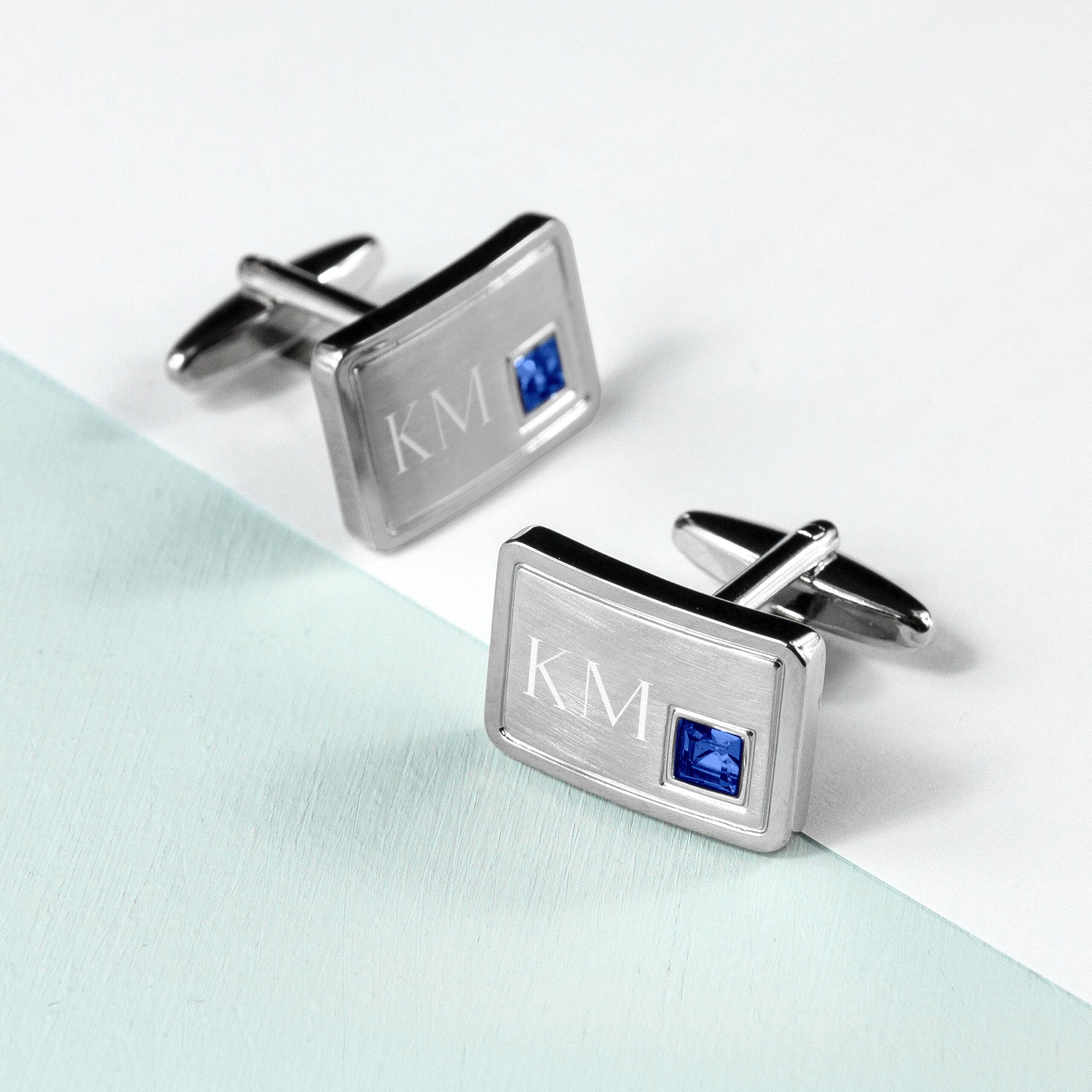 Personalised Birthstone Crystal Cufflinks - alternative view
