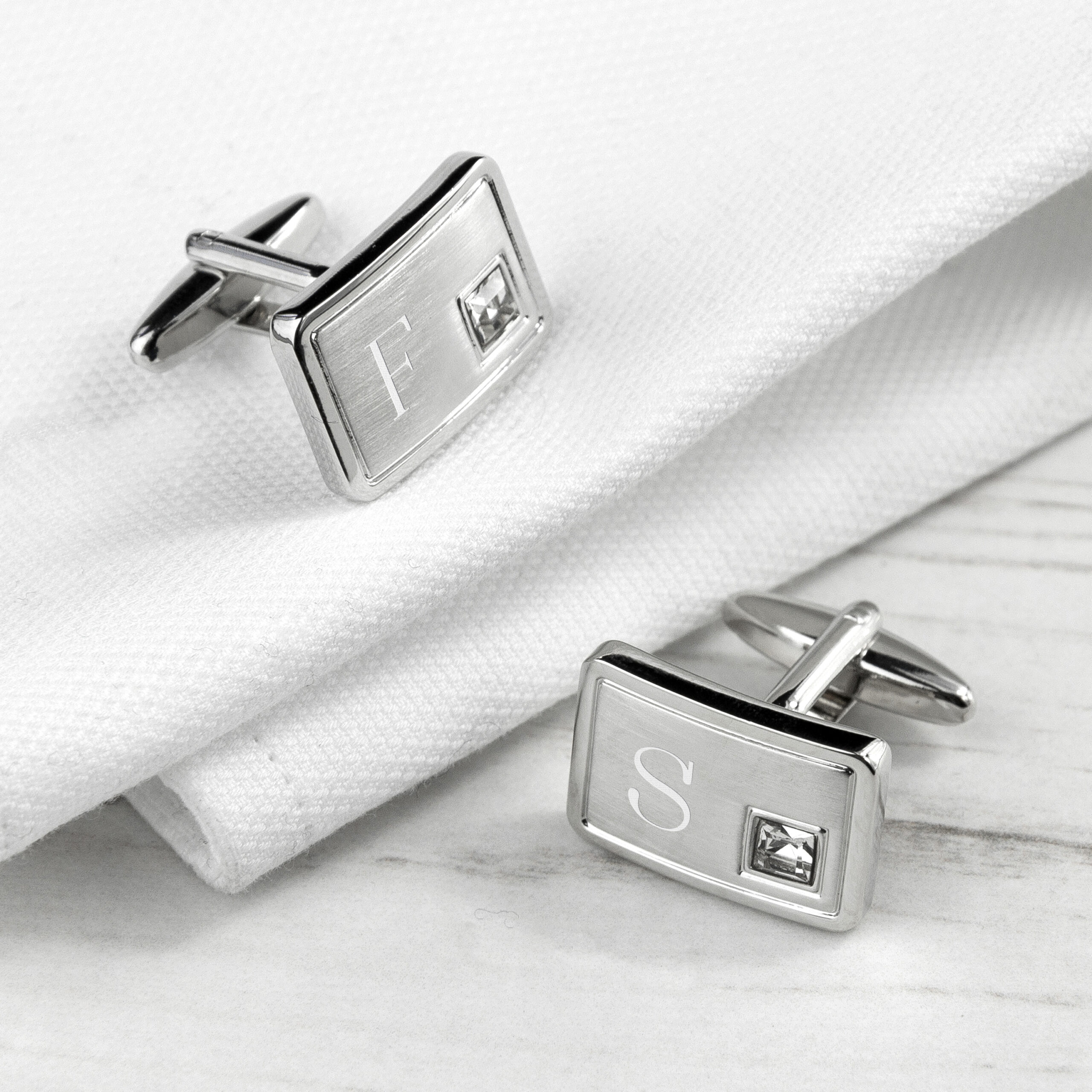 Personalised Birthstone Crystal Cufflinks - product in use