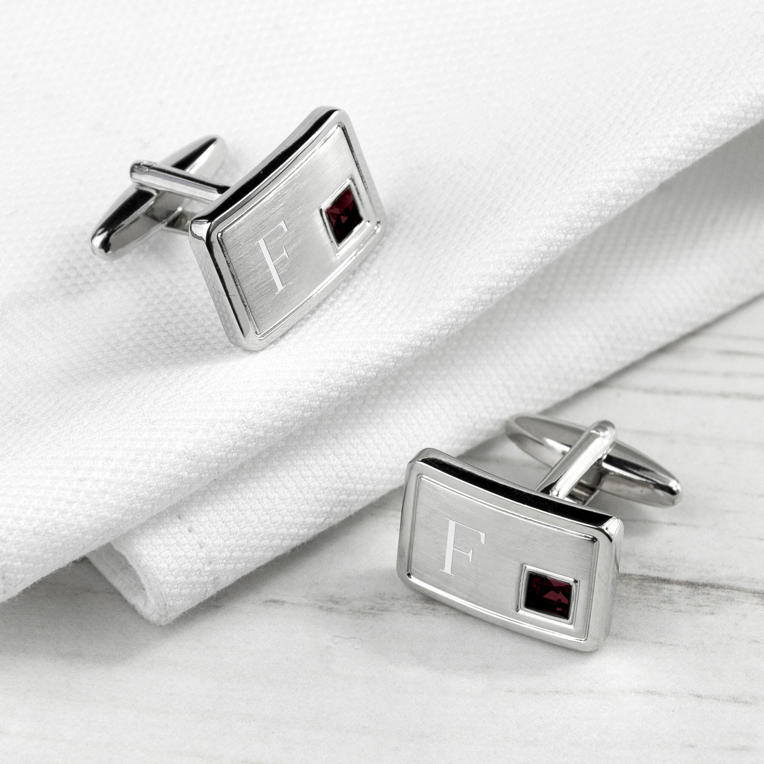 Personalised Birthstone Crystal Cufflinks - lifestyle shot