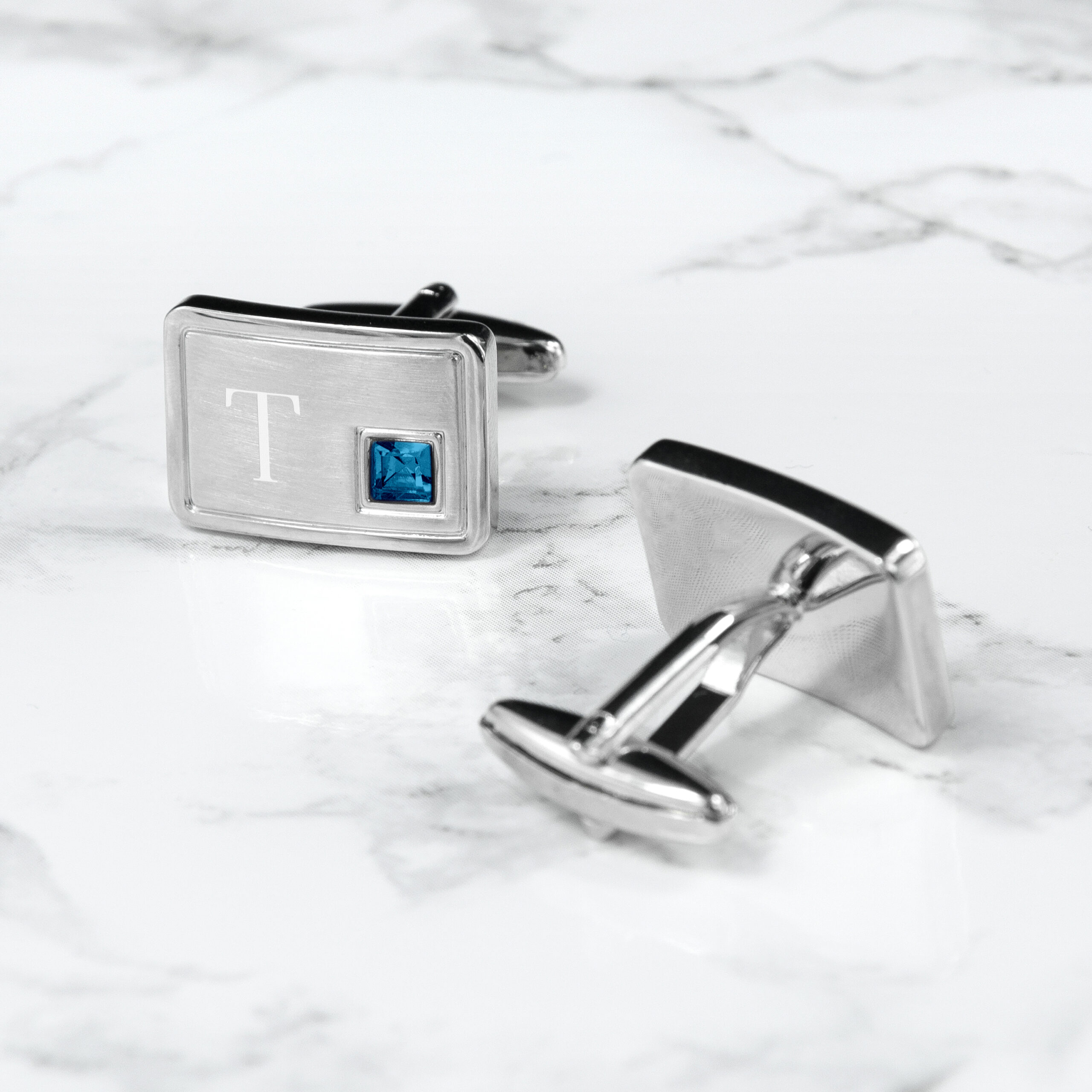 Personalised Birthstone Crystal Cufflinks - detail view