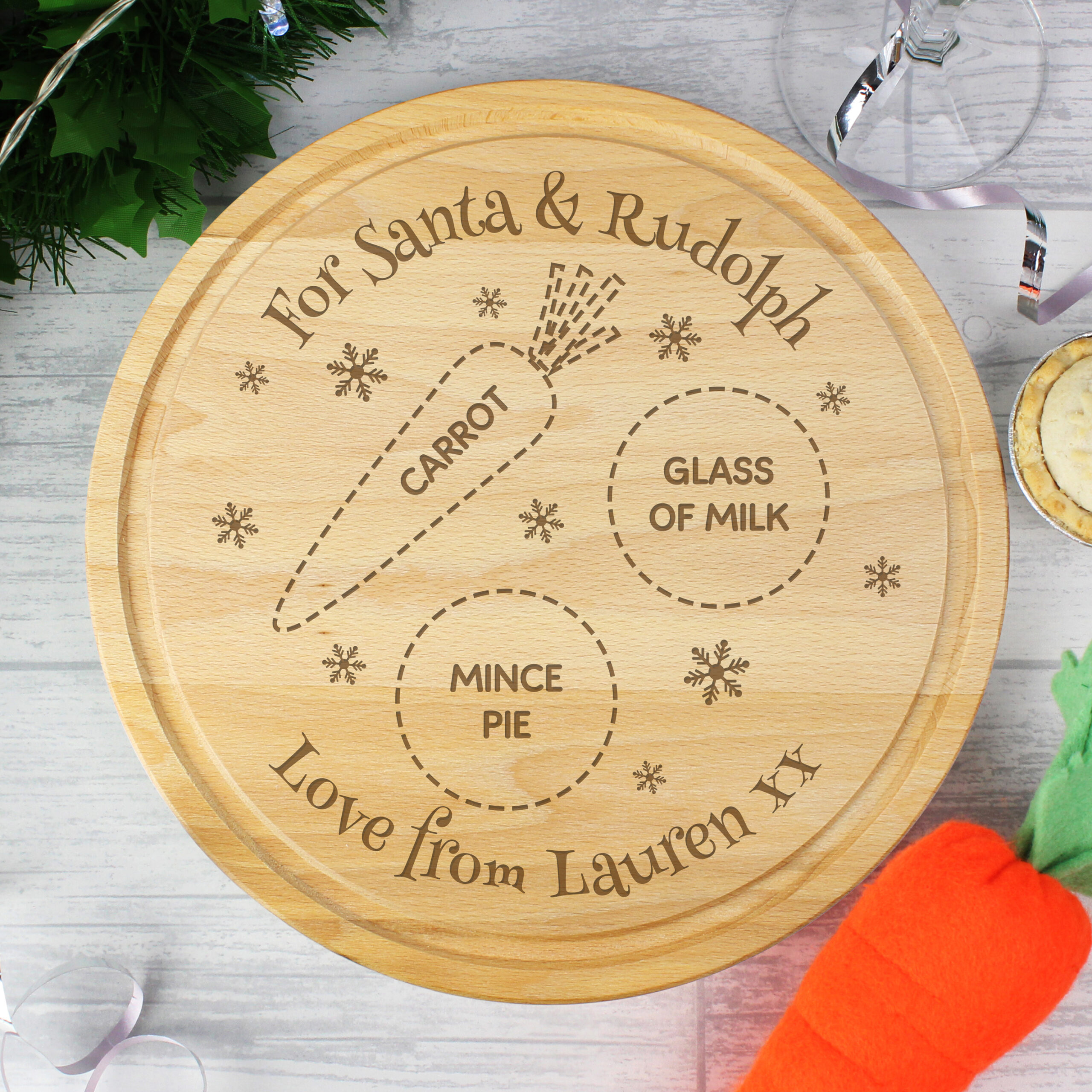 Personalised Christmas Eve Santa And Rudolph Board - detail view