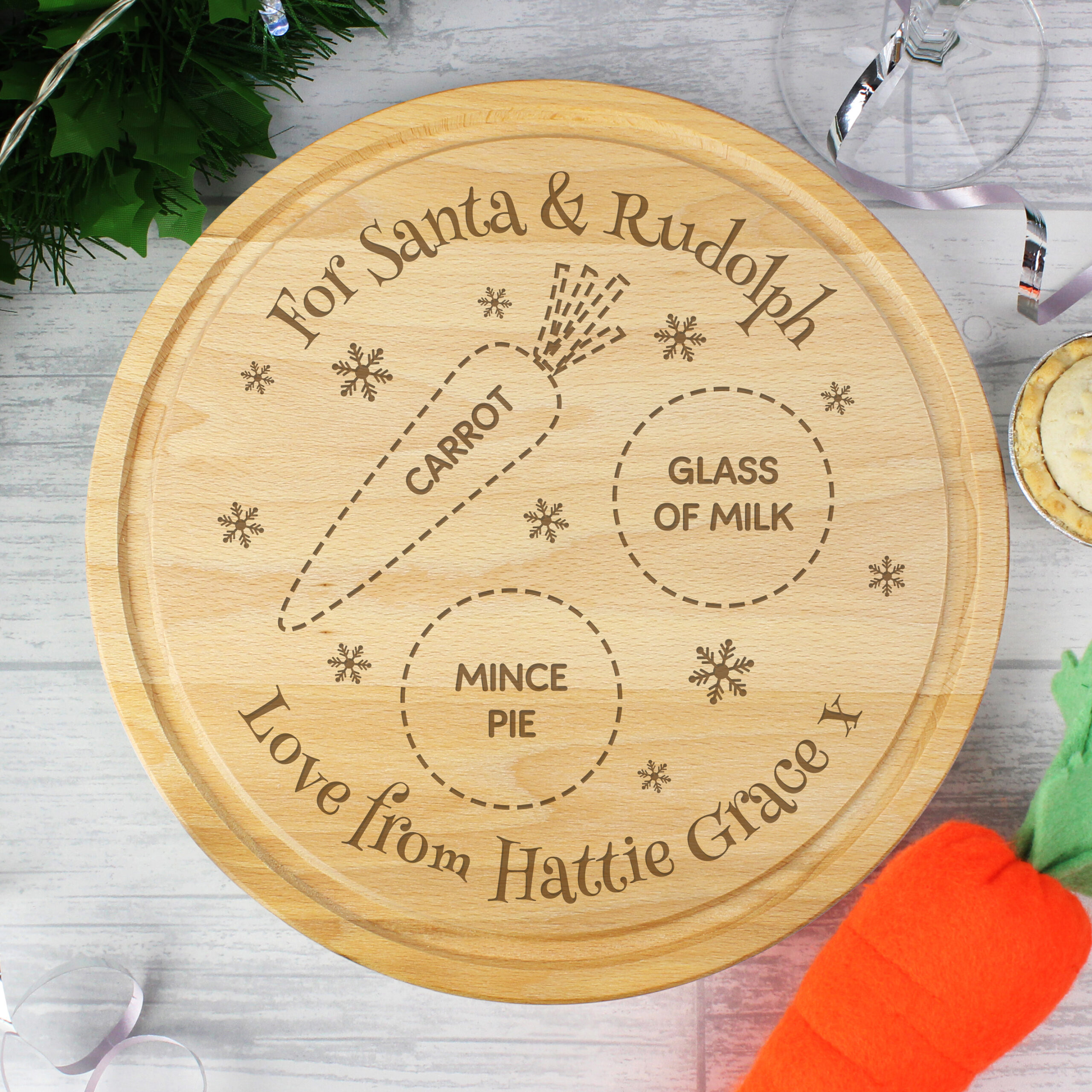 Personalised Christmas Eve Santa And Rudolph Board - alternative angle