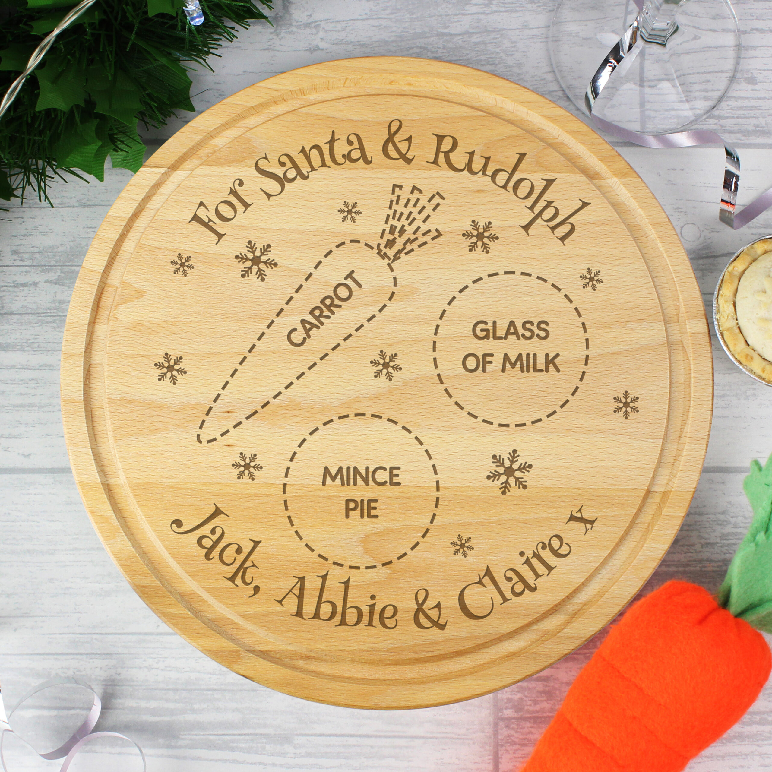 Personalised Christmas Eve Santa And Rudolph Board - lifestyle shot