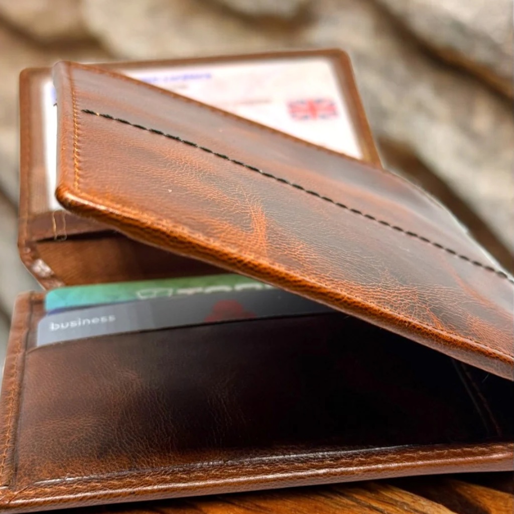 Leather Rugby Wallet With RFID - detail view