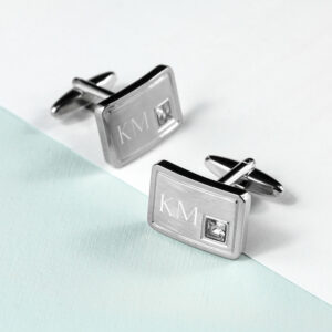 Personalised 15th Anniversary Crystal Cufflinks - main product image