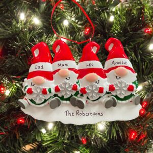 Personalised Christmas Gnome Family Christmas Decoration - detail view