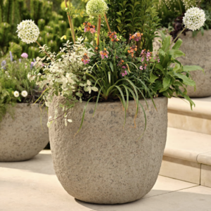 Cranford Round Ficonstone Garden Planter | 51cm Grey Stone Pot