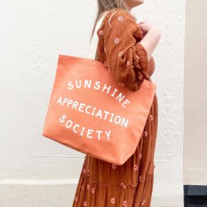 Sunshine Appreciation Society Canvas Tote Bag | Peach