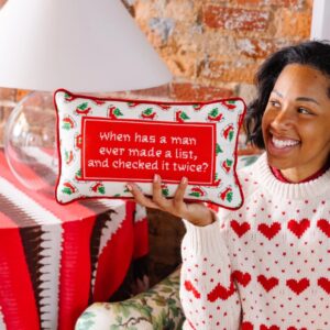‘Check It Twice’ Needlepoint Christmas Cushion - Thumbnail 3