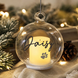 Personalised Pawprint Memorial LED Candle Bauble - Thumbnail 3