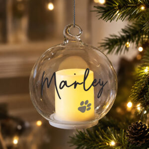 Personalised Pawprint Memorial LED Candle Bauble - Thumbnail 2